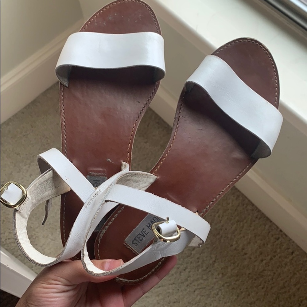 Steve Madden white sandals (ankle secure)